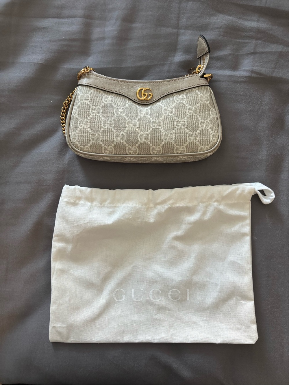 Gucci Mini Shoulder Bag in Beige with Gold Hardware